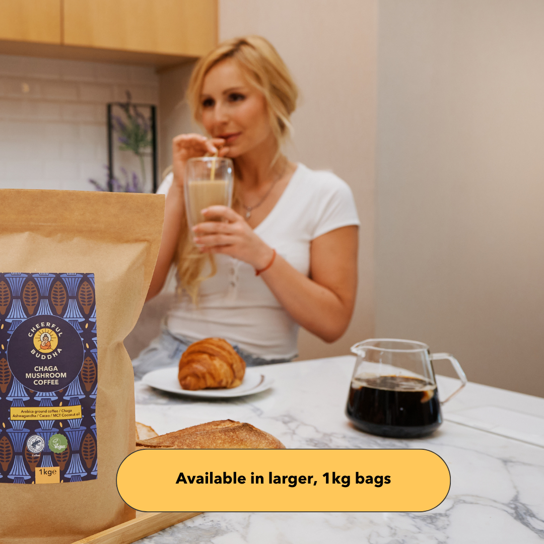 chaga mushroom adaptogenic coffee in large 1kg bag for cafes